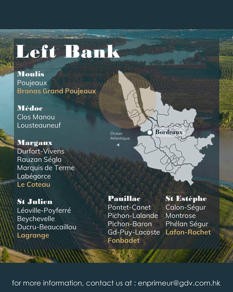 Wine Map of Bordeaux Left Bank