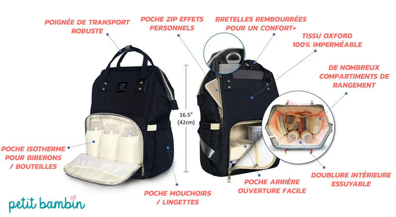 ANKÖMMLING Sacs à Dos à Langer Pour Bébé Sac de Voyage,Sac à Couches  Imperméable Oxford Sacs,Grand Capacité Sac à Dos avec 1 Matelas à Langer et  2 Sangles de Poussette : 