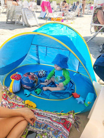 Dechoga Bébé Tente De Plage, Tente Anti-UV Haute Protection Solaire FPS  50+, Pliante Portable Moustiquaire Anti-UV Lit De Voyage Piscine