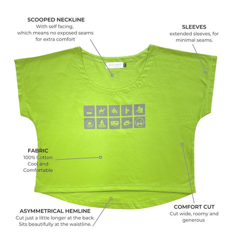 Green, Midi Tee Shirt, 100% Cotton
