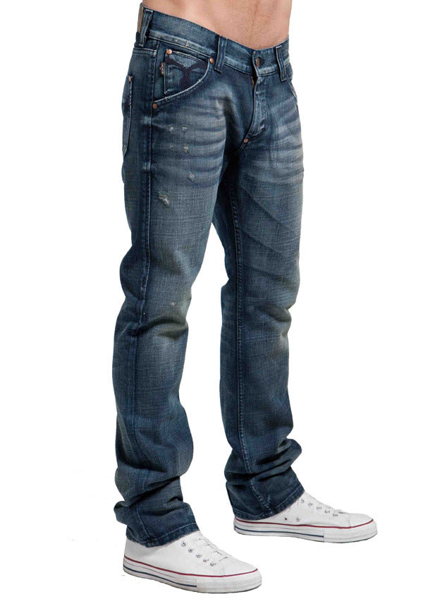 Men's Straight Jean's, Miles - Blue Crator Wash – 020608tearsofbleu