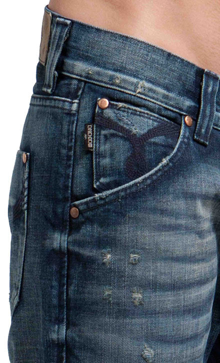 Men's Straight Jean's, Miles  - Blue Crator Wash