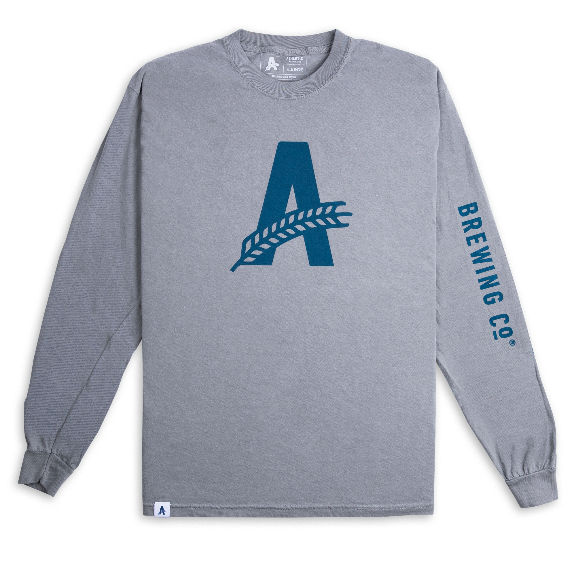 Logo Long Sleeve Graphic T Shirt - Grey | Athletic Brewing Co.