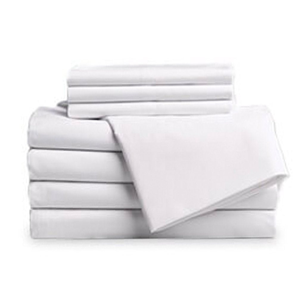 Twin Flat Sheets Bulk Pack- 3 Pcs Cotton Rich White Sheets for Hotels, Spa,  Salon, Hospitals, Dorms, Air Bnb by Grand Estate Hotel 