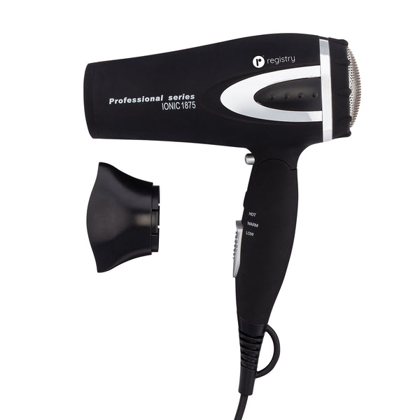 Registry Mid-Size 1,875W Ionic Hair Dryer with Folding Handle, Black