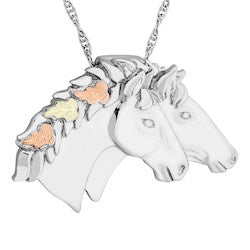 Silver Double Horse Head Necklace