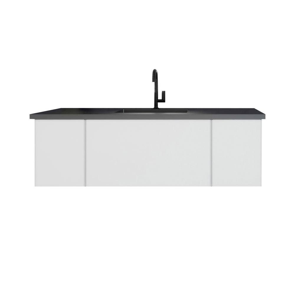 Laviva Vitri 54" Cloud White Bathroom Vanity with VIVA Stone Matte Black Solid Surface Countertop 313VTR-54CW-MB