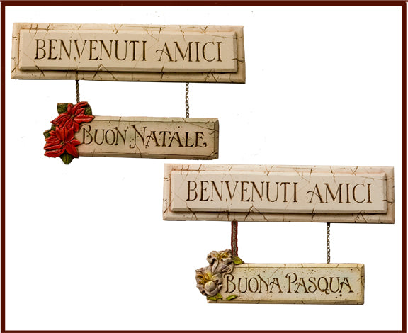 Buon Natale Yard Sign.Benvenuti Amici Italian Sign With Holiday Customization Item 699a Piazza Pisano