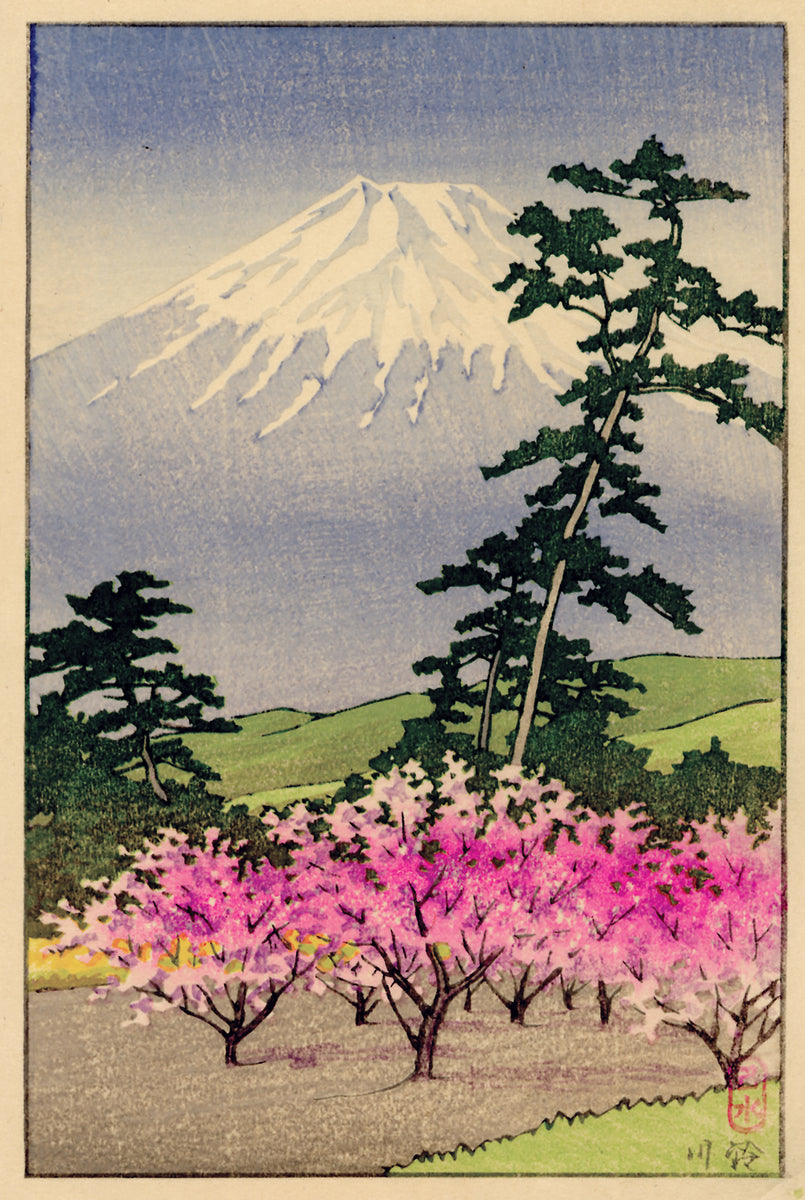 Hasui: Mount Fuji and Blooming Cherry Trees – Egenolf Gallery Japanese