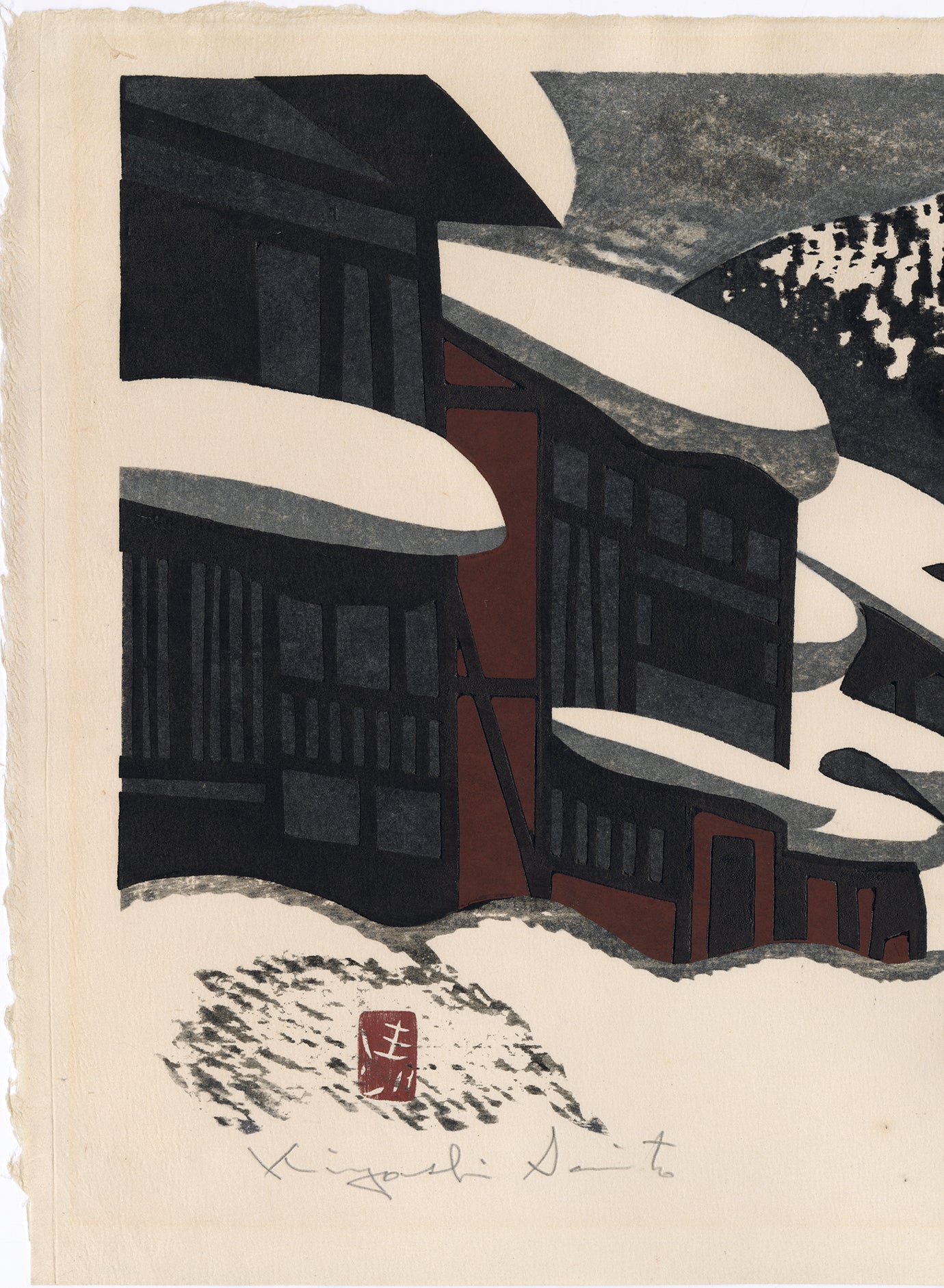 Kiyoshi Saito: Winter in Aizu with Caped Villagers (Sold) – Egenolf ...