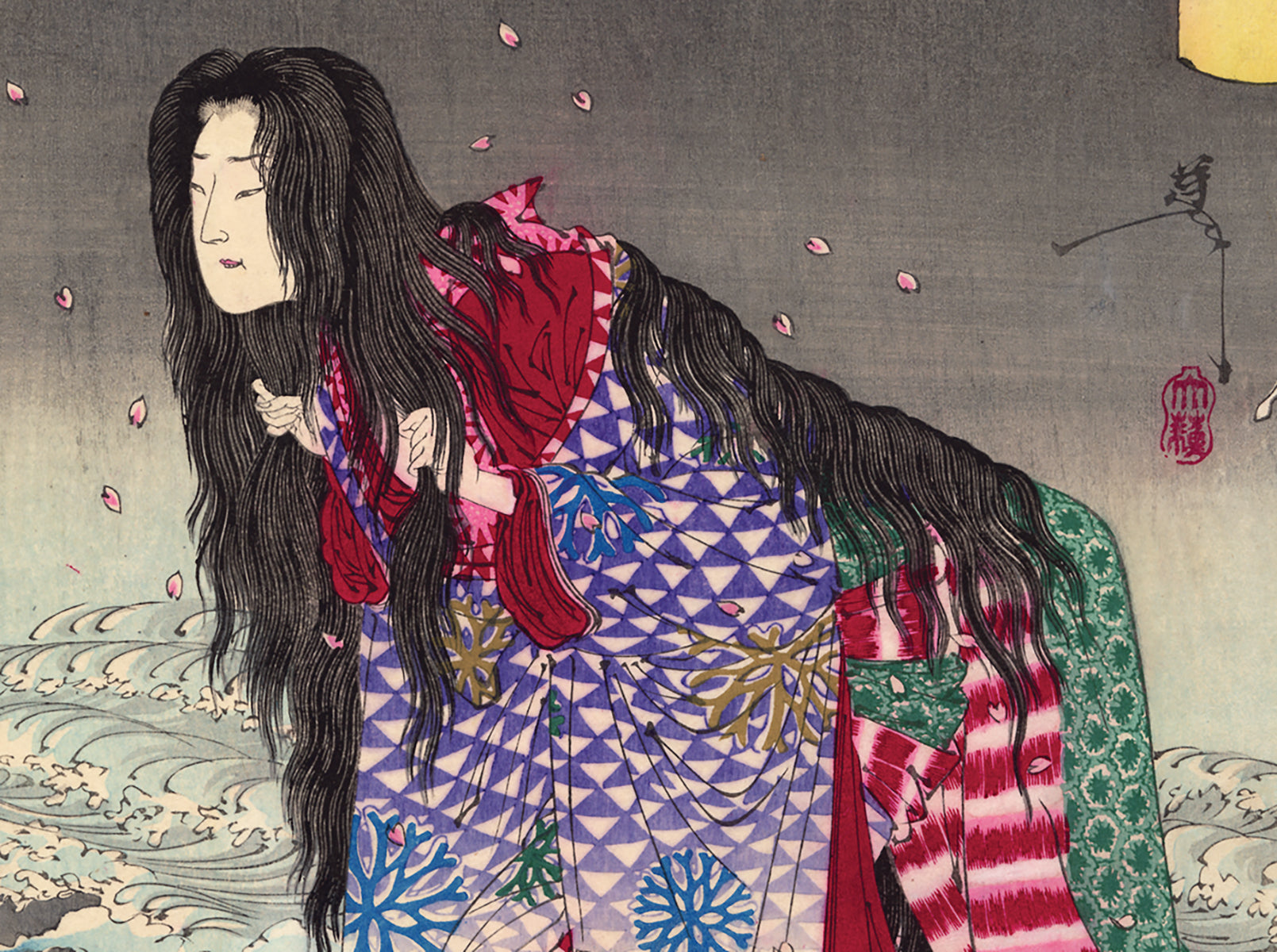 吉年 日高川で清姫が蛇に変わる Egenolf Gallery Japanese Prints