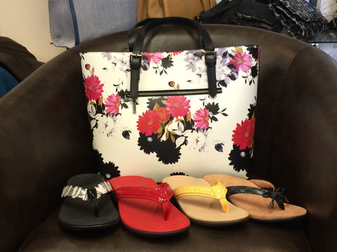 JR tote and Vionic sandals