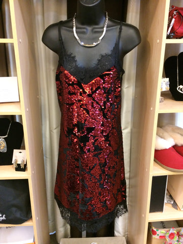 Sparkly red an black dress
