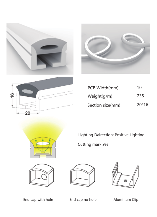 1M/5M/10M/20M Pack of T0513 LED Neon Light Housing Kit with End Caps a –  LightingWill