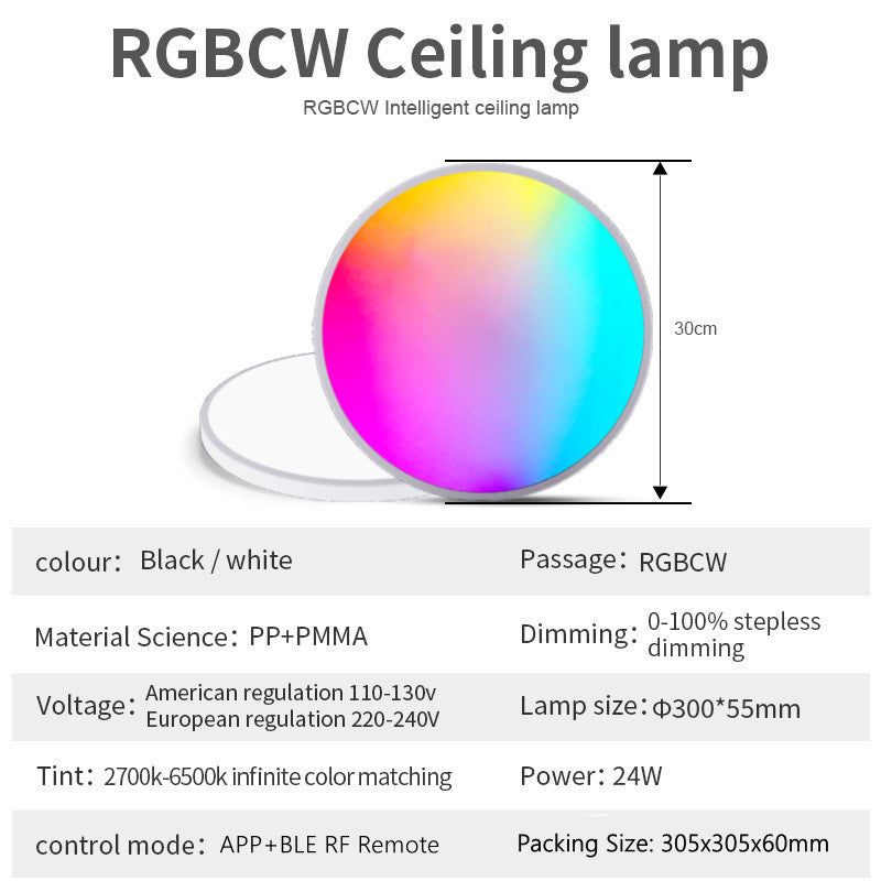 Pack 24W 12'' Smart RGBCW Ceiling Light Fixtures RGB Color Changing, –  LEDLightsWorld