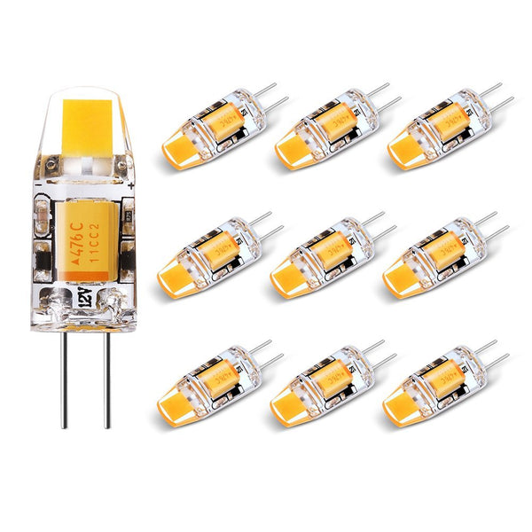 10 Pack G4 LED Light Bulb Bi-Pin base Silicon Encapsulation 12V 2.5 Watt  1508 COB LEDs CRI>80 230-250Lumen AC/DC 10-20V 25W Equivalent Halogen LED  Replacement – LEDLightsWorld