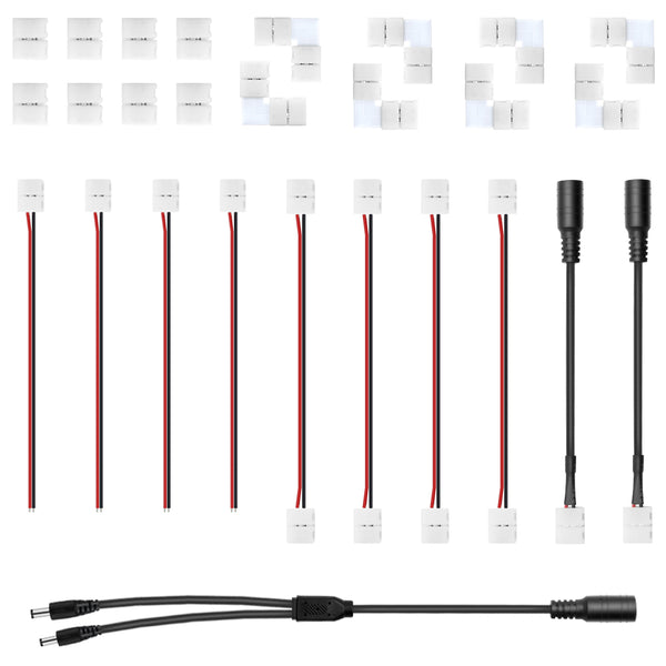 Biantie La 2-Pin 8mm Solderless LED Strip Connectors Unwired Clips - DIY  Strip to Wire Quick Connection for 12v 24v Single Color SMD 3528 2835 Led