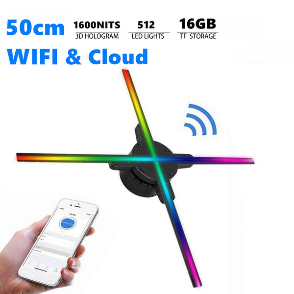 60CM Wifi 3D Holographic Projector 720 LED Hologram Fan Advertising Player  Kit