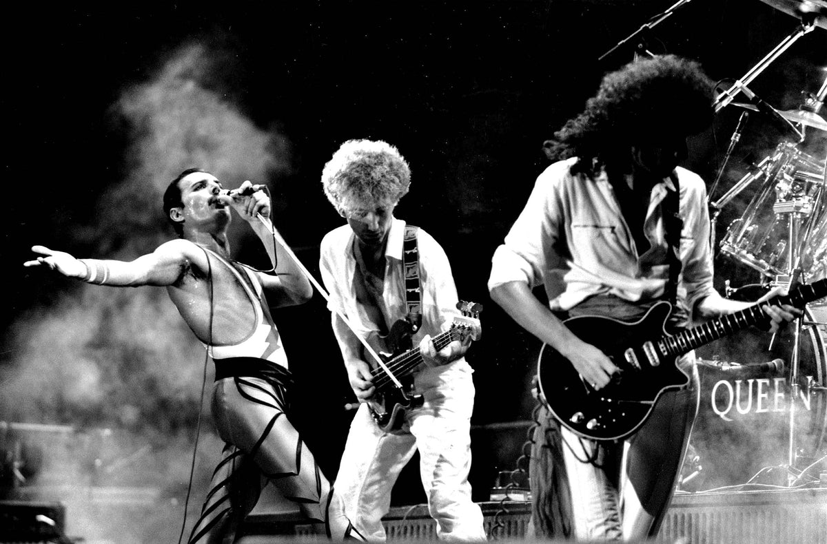 QUEEN Rock Band Live Black and White Canvas Wall Art Print Vario