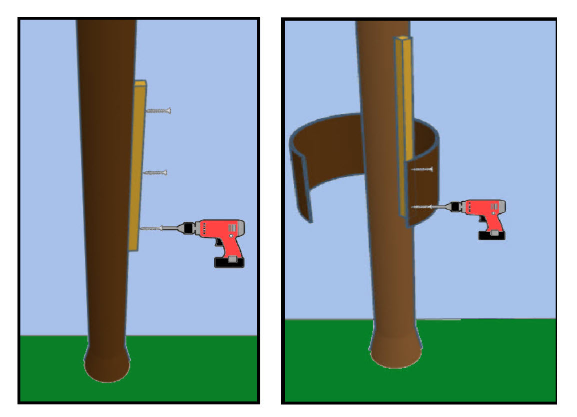 Diagram Of Wood Strip And Flashing Installed On A Tree