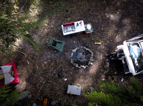 Overhead view of campsite.