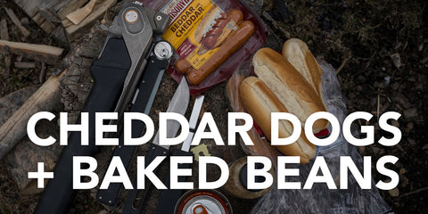 Cheddar Hot Dogs with Baked Beans