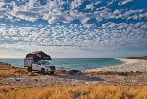 Overlanding Rig Parked by the Beach