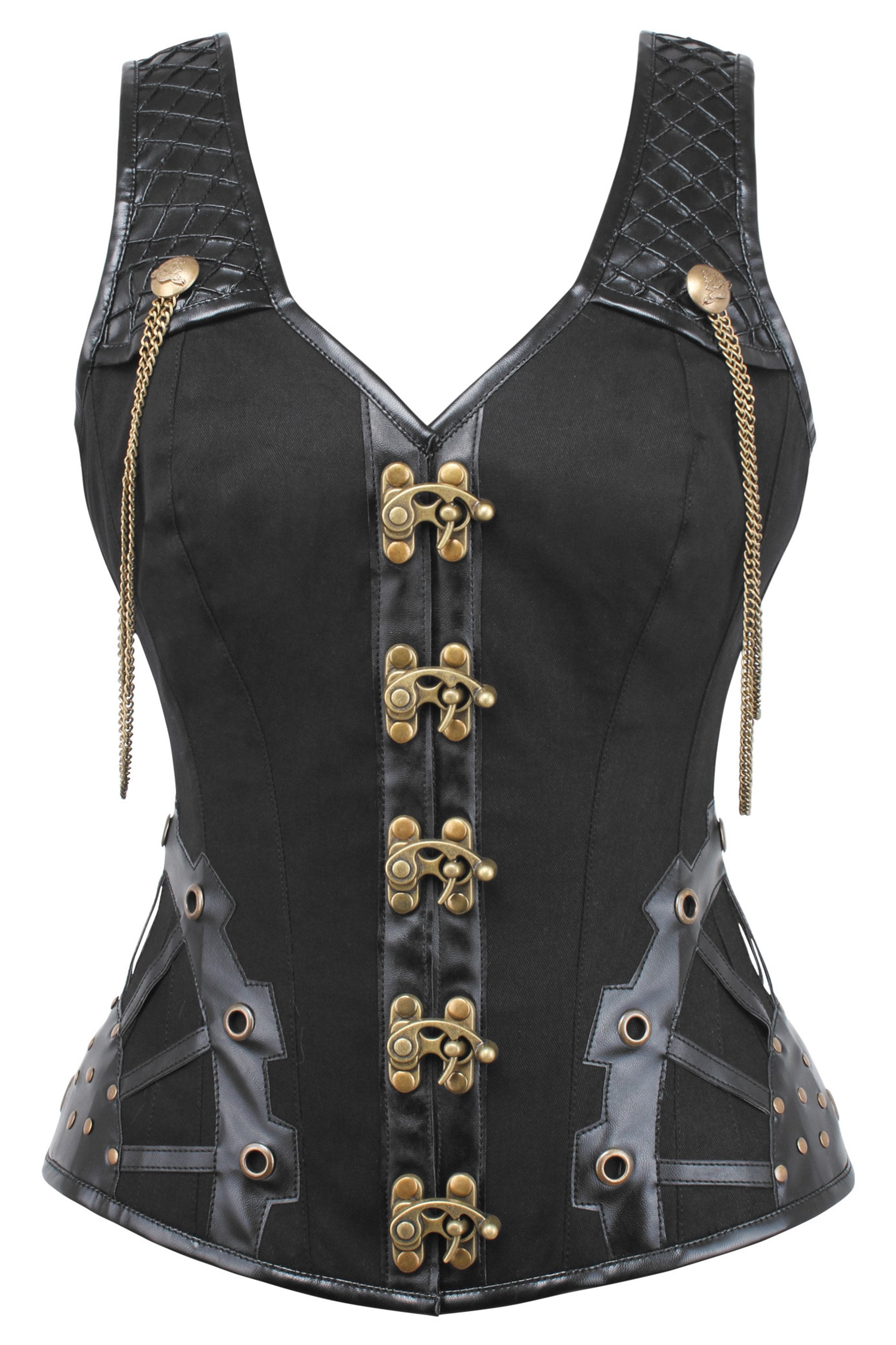 Black Brocade Sweetheart Corset With Ruffle Trim