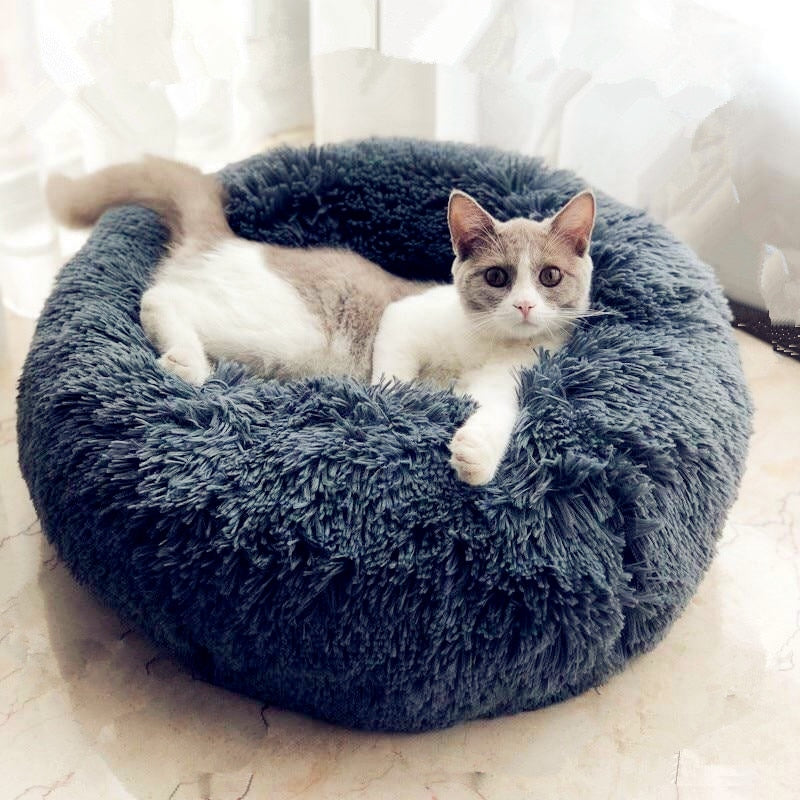 plush cat bed