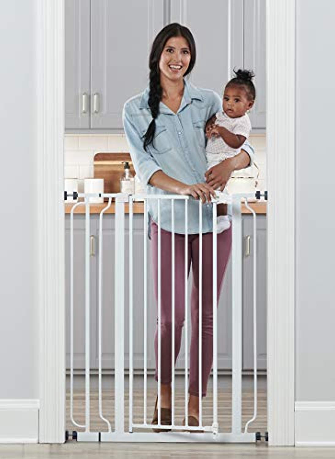 Photo 1 of Regalo Easy Step Extra Tall Walk-Through Gate, White, 41-in