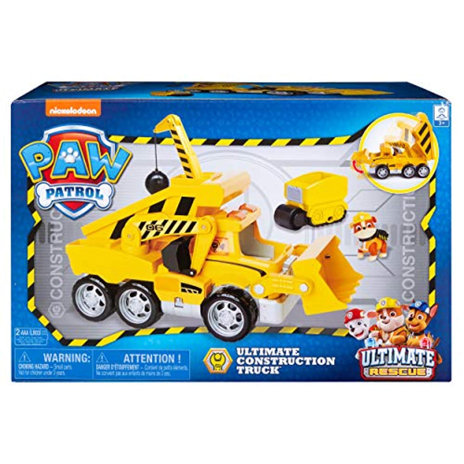 paw patrol ultimate rescue construction truck with mini vehicle