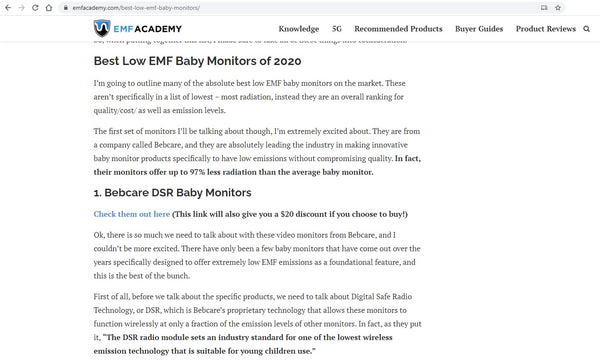 Bebcare chosen as the best low EMF baby monitor of 2020