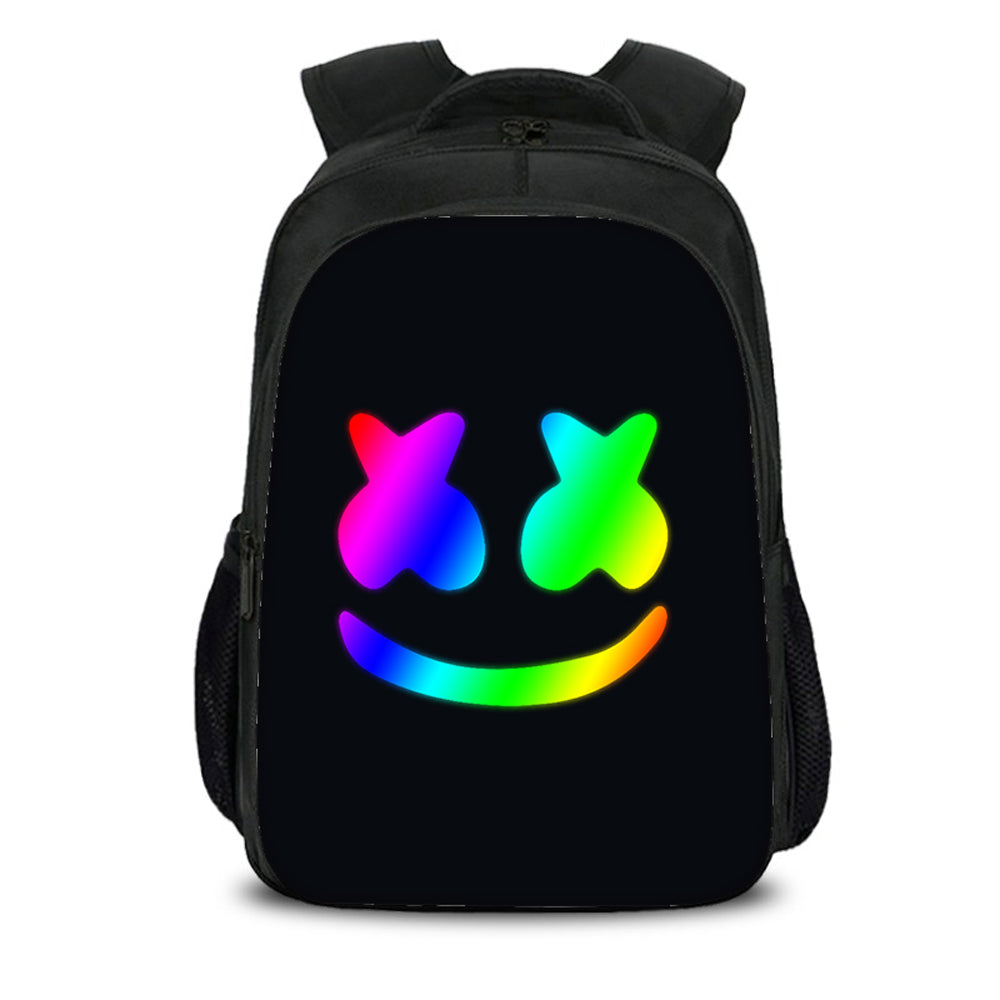 Marshmello Rainbow Smile Face Backpack Sets For Teenagers Boys Girls Uhoodie - marshmallow rainbow face t shirt roblox