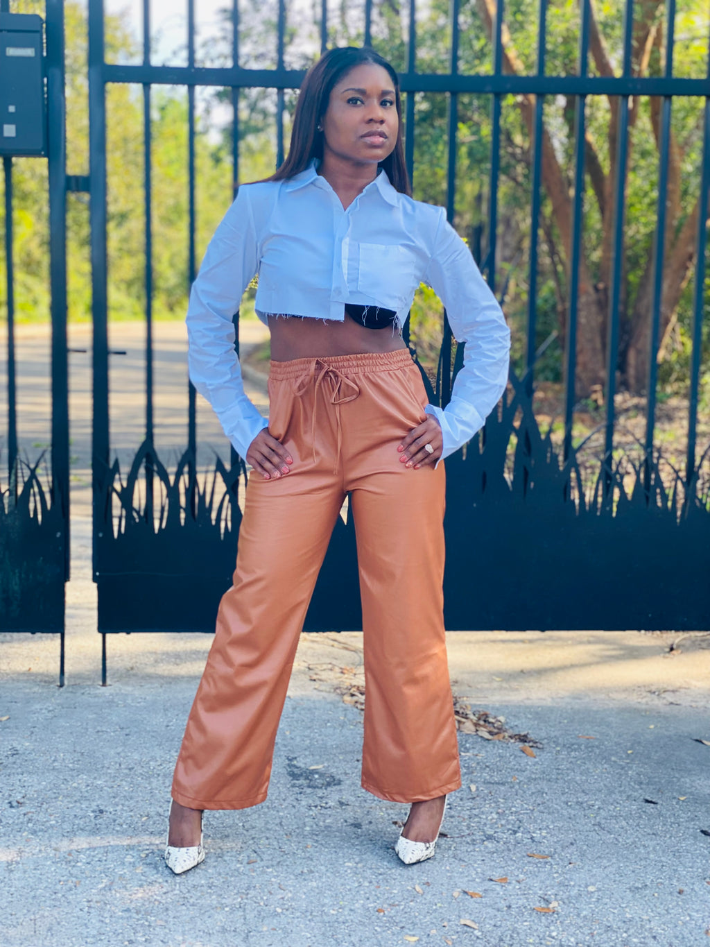 The Roma High Waist Faux Leather Pants In Camel • Impressions Online  Boutique