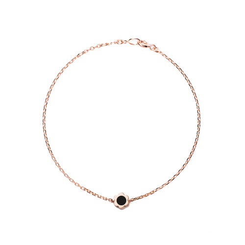 Lodagold 14K Gold Onyx Heart Bracelet, 14K Rose Gold