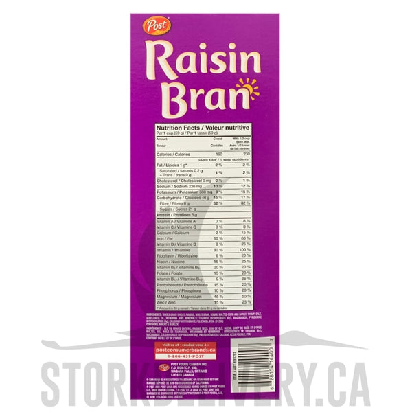 Post raisin bran nutrition facts