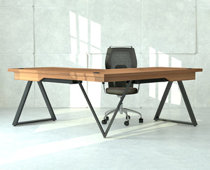 metal and wood office desk