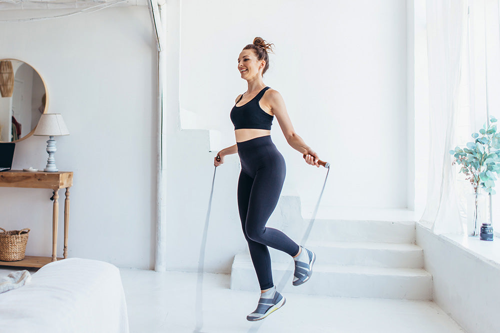 woman skipping