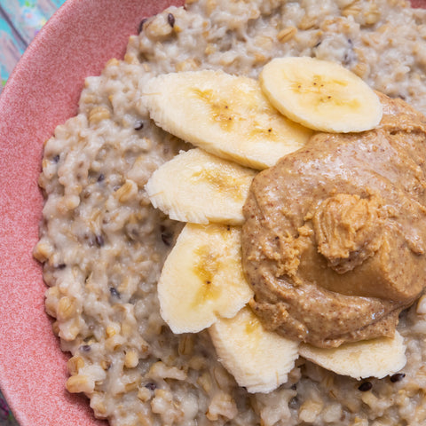Proper Good Perfectly Plain Oatmeal with Peanut Butter & Banana Topping