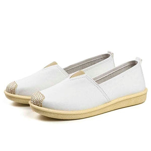 ladies white leather moccasins