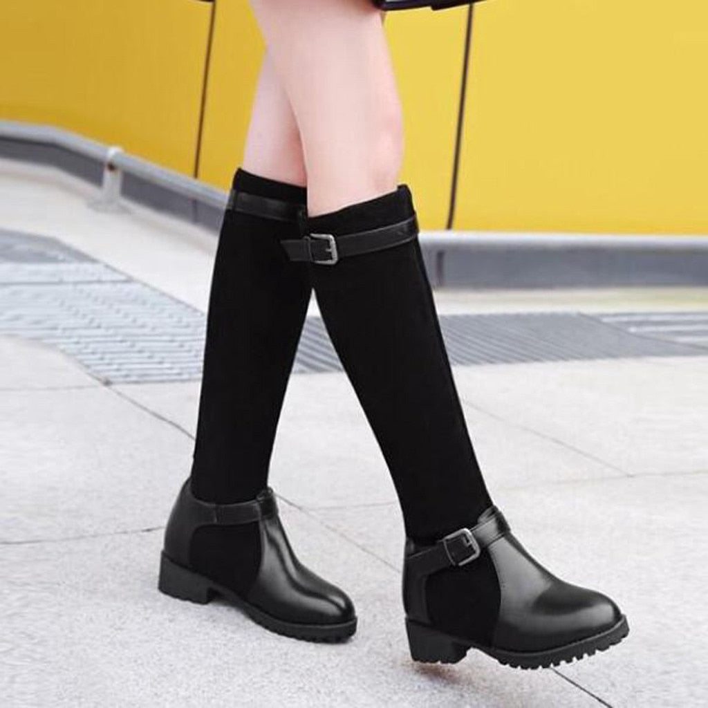 flat bottom knee high boots