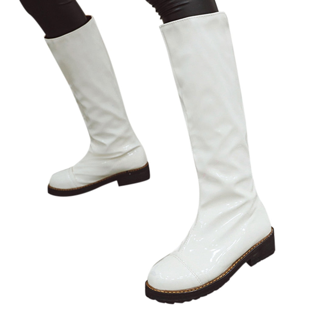 leather waterproof knee high boots