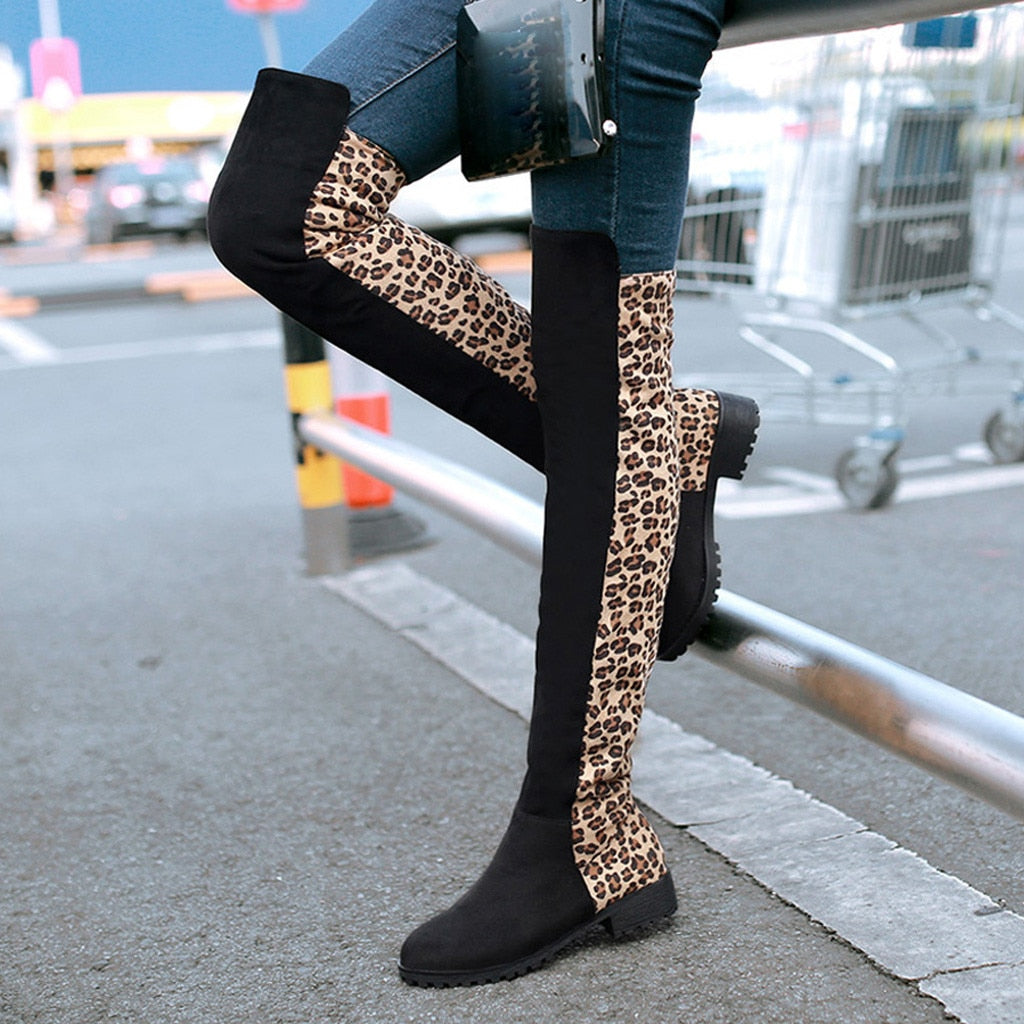 leopard over the knee boots