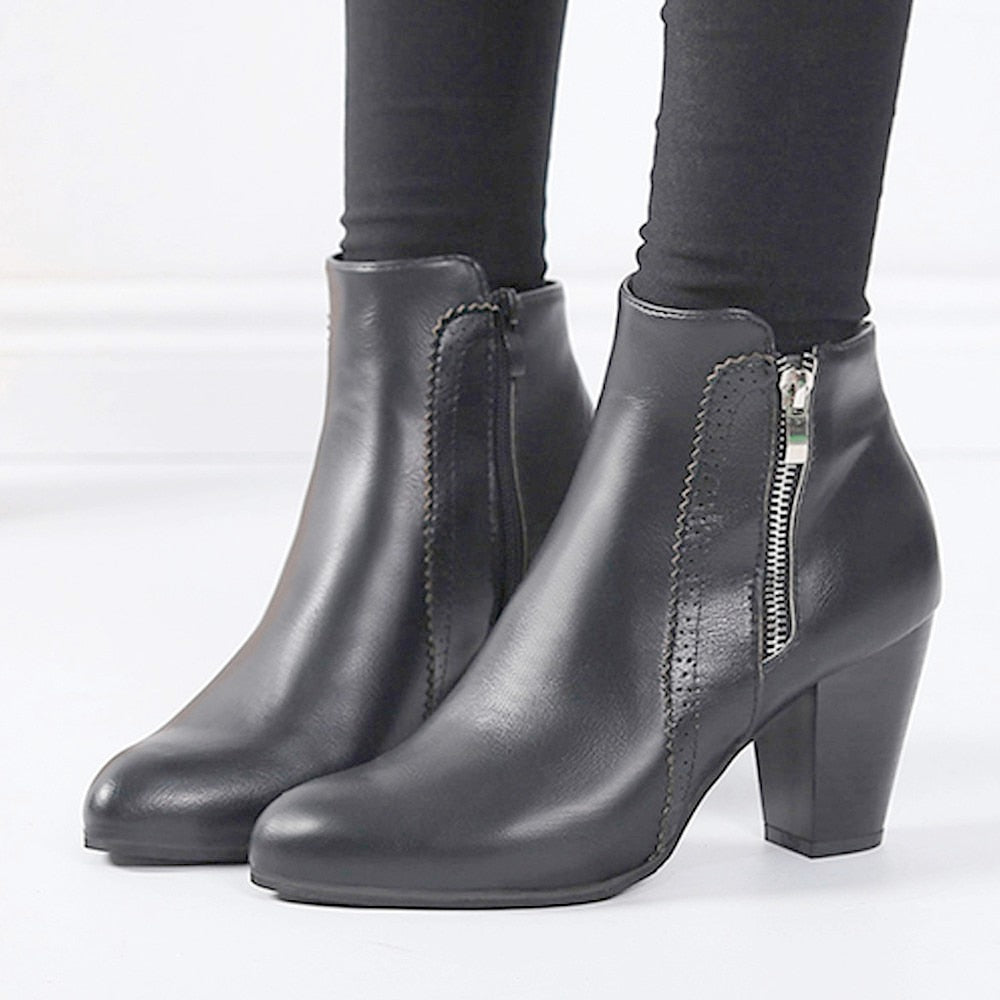 chunky high heel chelsea boots