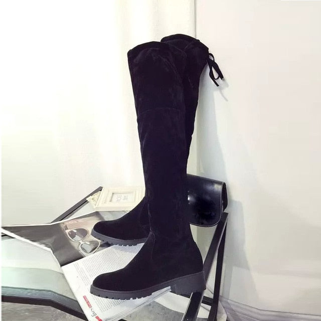 mid heel long boots