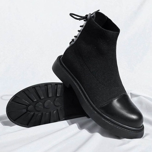 black flat short boots