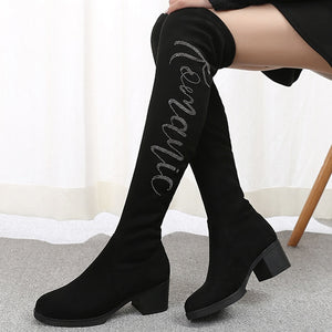 black sock boots round toe