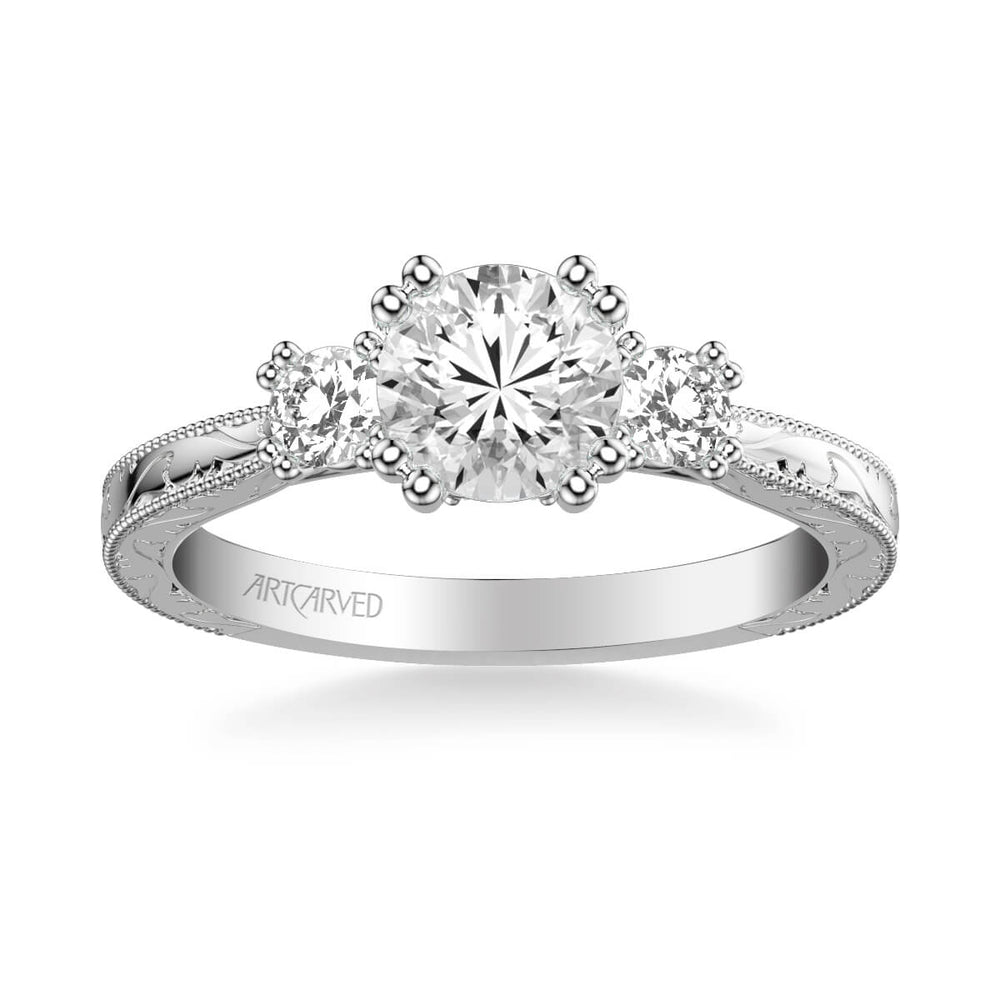 Jill Classic Three Stone Diamond Engagement Ring - artcarvedbridal