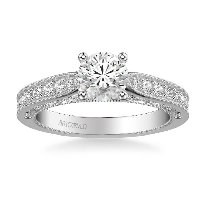 Louisa Vintage Side Stone Diamond Engagement Ring - artcarvedbridal