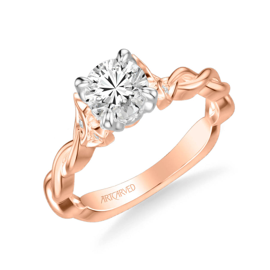 Adeline Contemporary Side Stone Floral Diamond Engagement Ring ...